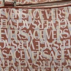 Versace Brown/Multicolor Printed Fabric and Leather Satchel