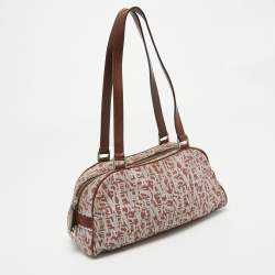 Versace Brown/Multicolor Printed Fabric and Leather Satchel