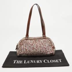 Versace Brown/Multicolor Printed Fabric and Leather Satchel
