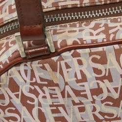 Versace Brown/Multicolor Printed Fabric and Leather Satchel