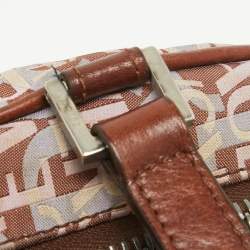 Versace Brown/Multicolor Printed Fabric and Leather Satchel