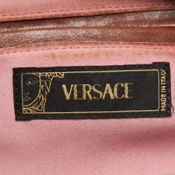 Versace Brown/Multicolor Printed Fabric and Leather Satchel