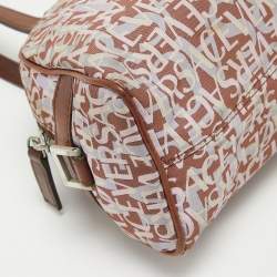 Versace Brown/Multicolor Printed Fabric and Leather Satchel