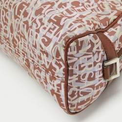 Versace Brown/Multicolor Printed Fabric and Leather Satchel
