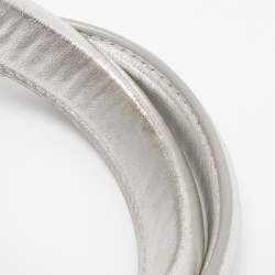 Versace Silver Monogram Embossed Leather Multi Pocket Medusa Satchel