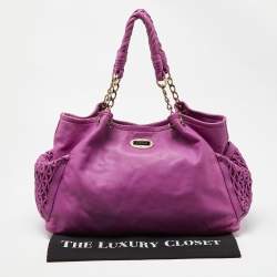 Versace Pink Pleated Leather Chain Satchel