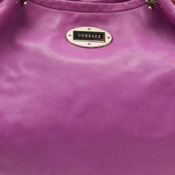 Versace Pink Pleated Leather Chain Satchel