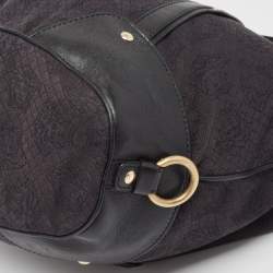 Versace Black Medusa Print Canvas and Leather Satchel