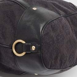 Versace Black Medusa Print Canvas and Leather Satchel
