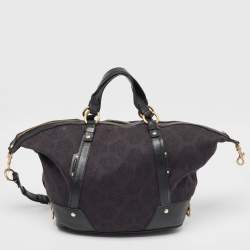 Versace Black Medusa Print Canvas and Leather Satchel
