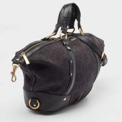 Versace Black Medusa Print Canvas and Leather Satchel