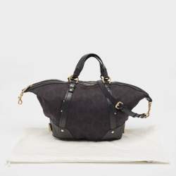 Versace Black Medusa Print Canvas and Leather Satchel