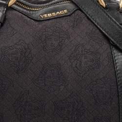 Versace Black Medusa Print Canvas and Leather Satchel