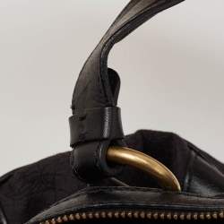Versace Black Medusa Print Canvas and Leather Satchel