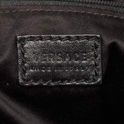 Versace Black Medusa Print Canvas and Leather Satchel