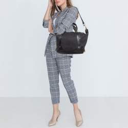 Versace Black Medusa Print Canvas and Leather Satchel