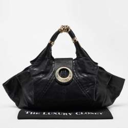 Pre Owned Versace Black Leather Rings Hobo