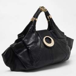 Pre Owned Versace Black Leather Rings Hobo