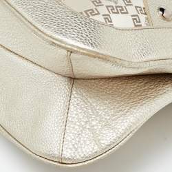 Versace Gold Monogram Fabric and Leather Medusa Flap Hobo