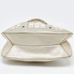 Versace Gold Monogram Fabric and Leather Medusa Flap Hobo