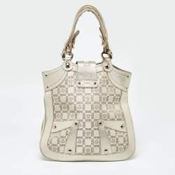 Versace Gold Monogram Fabric and Leather Medusa Flap Hobo