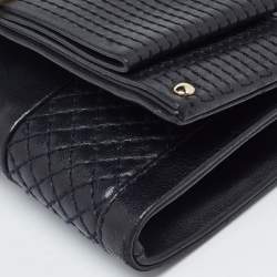 Versace Black Quilted Leather Medallion Chain Clutch