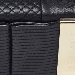 Versace Black Quilted Leather Medallion Chain Clutch