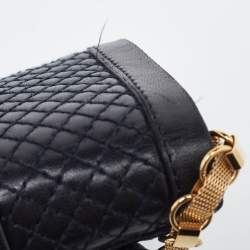 Versace Black Quilted Leather Medallion Chain Clutch