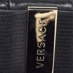 Versace Black Quilted Leather Medallion Chain Clutch