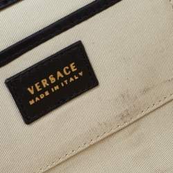 Versace Black Quilted Leather Medallion Chain Clutch