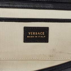 Versace Black Quilted Leather Medallion Chain Clutch