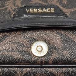 Pre Owned Versace Black/Brown Baroque Print Coated Canvas and Leather Flap Chain Bag