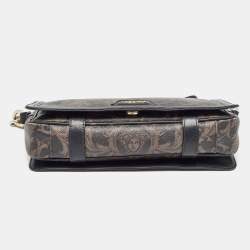 Pre Owned Versace Black/Brown Baroque Print Coated Canvas and Leather Flap Chain Bag