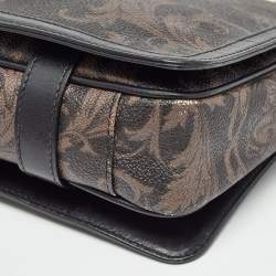 Pre Owned Versace Black/Brown Baroque Print Coated Canvas and Leather Flap Chain Bag