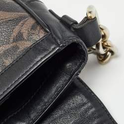 Pre Owned Versace Black/Brown Baroque Print Coated Canvas and Leather Flap Chain Bag