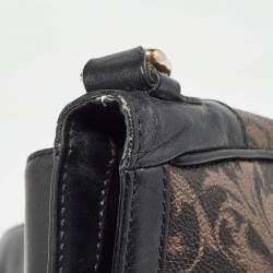 Pre Owned Versace Black/Brown Baroque Print Coated Canvas and Leather Flap Chain Bag