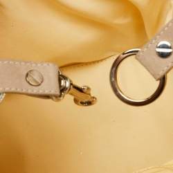 Versace Beige Metallic Gold Monogram Canvas, Leather and Suede Satchel