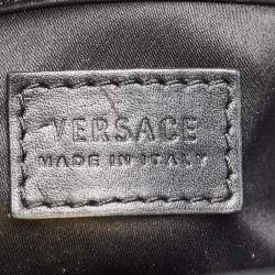 Pre Owned Versace Black Leather Medusa Tote