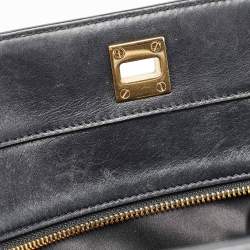 Pre Owned Versace Black Leather Medusa Tote