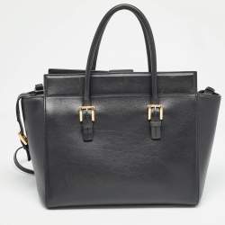 Pre Owned Versace Black Leather Medusa Tote