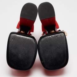 Versace Red Satin Platform Ankle Strap Sandals Size 39.5
