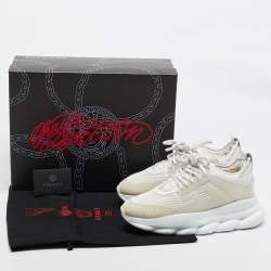 Versace White Suede and PVC Chain Reaction Sneakers Size 40