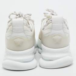 Versace White Suede and PVC Chain Reaction Sneakers Size 40