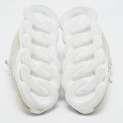 Versace White Suede and PVC Chain Reaction Sneakers Size 40