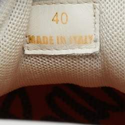 Versace White Suede and PVC Chain Reaction Sneakers Size 40