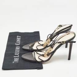 Versace Black Leather Medusa Ankle Strap Sandals Size 39.5