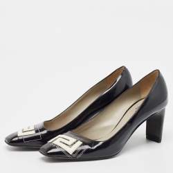 Pre Owned Versace Black Patent Leather Pumps Size 38