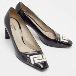Pre Owned Versace Black Patent Leather Pumps Size 38