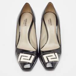 Pre Owned Versace Black Patent Leather Pumps Size 38