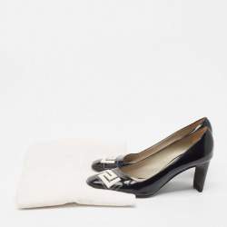 Pre Owned Versace Black Patent Leather Pumps Size 38